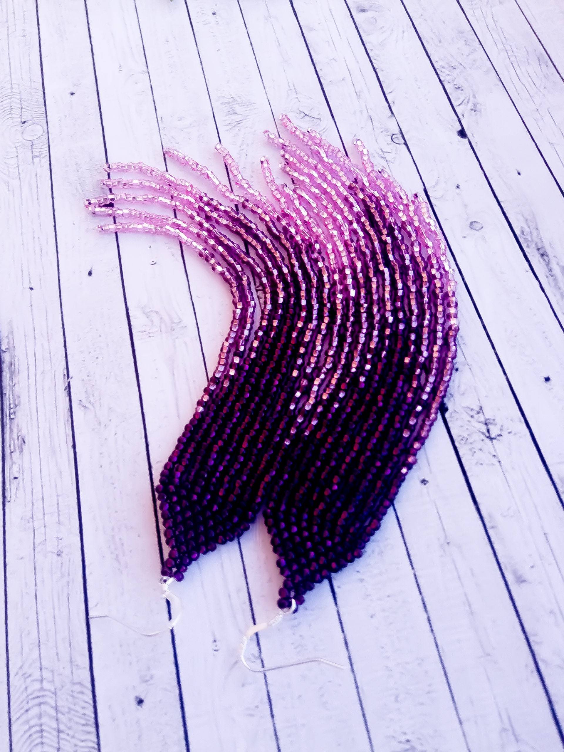 Perlen Fransen Ohrringe Lila Ohrhaken 925Er Silber Lange Boho Ombre Perlenarbeit Schmuck Perlen Fransen Ohrringe Lila Ohrhaken 925Er Silber Lange Boho Ombre Perlenarbeit Schmuck von avdmarinabeads