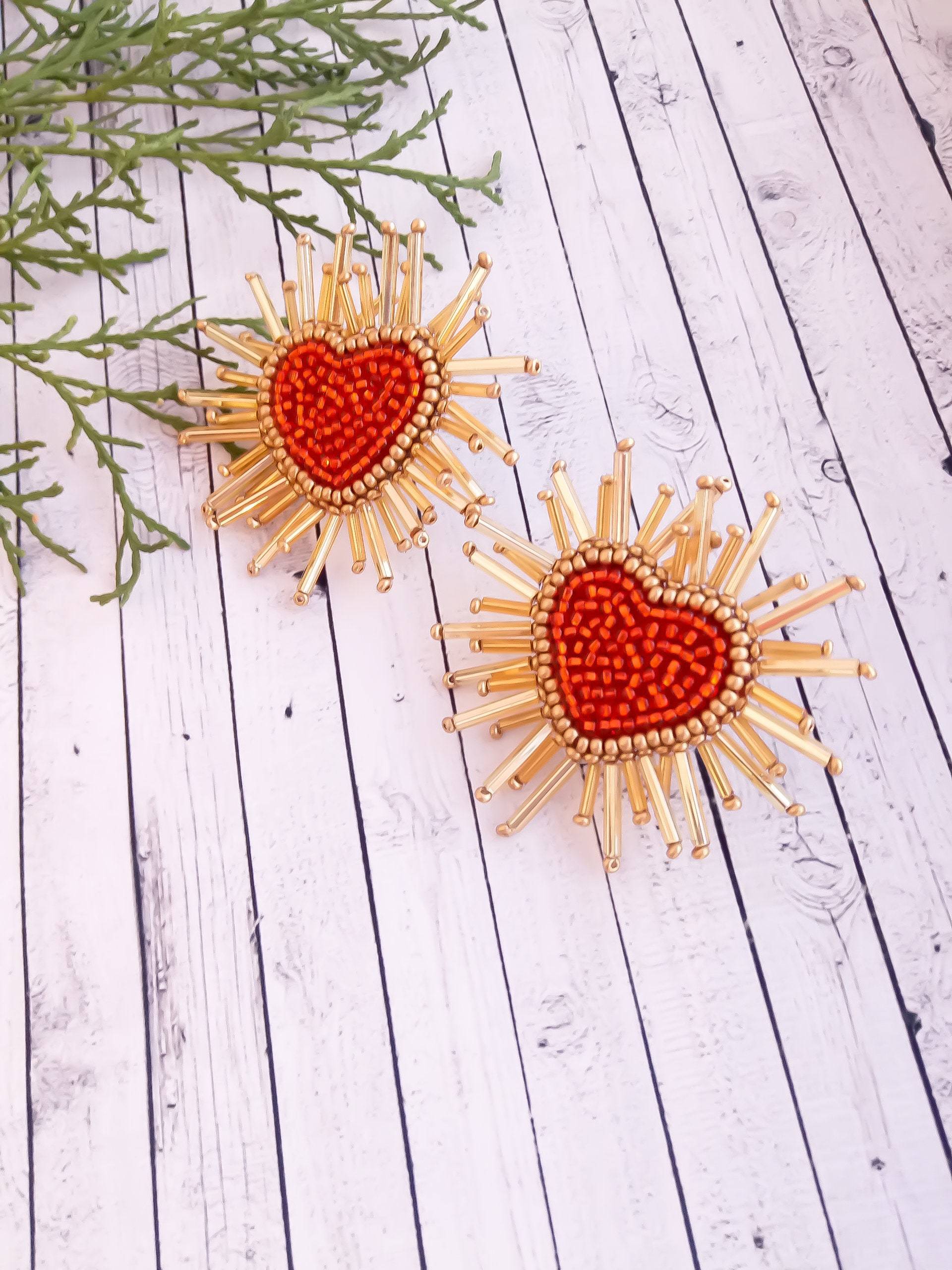 Sparkle Herz Ohrringe Burst Rote Perle Glänzende Ohrstecker Perlen Mode Trendy Sparkle Herz Ohrringe Burst Rote Perle Glänzende Ohrstecker Perlen Mode Trendy von avdmarinabeads