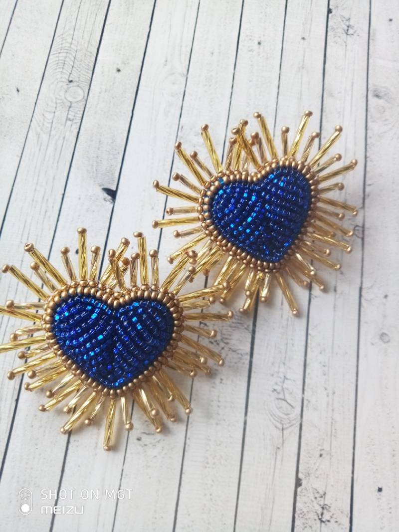 strahlende Perlenherzohrringe Blau Glänzende Herzenohrringe Funkelherzohrringe Trendige Ohrringe Herzschmuck strahlende Perlenherzohrringe Blau Glänzende Herzenohrringe Funkelherzohrringe Trendige Ohrringe Herzschmuck von avdmarinabeads