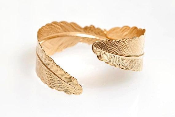 Feder Göttin Armband, Rose Gold Silber Schmuck, Wickeln Sie Perfektes Geschenk, Braut Manschette, Boho Schmuck Fee von avigailadam