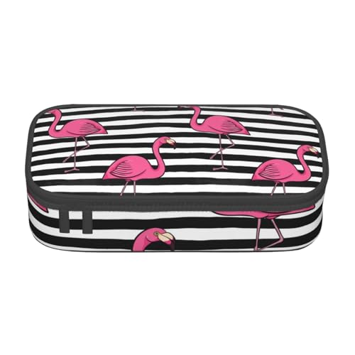 Federmäppchen aus braunem Rindsleder, großes Fassungsvermögen, Stifttasche, Make-up-Tasche für Mädchen, Jungen, Schule, Büro und Reisen, Rosa Flamingo, Einheitsgröße, Schulranzen von avlyn