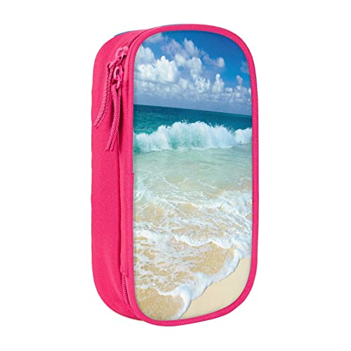 Serene Coastal Federmäppchen, großes Fassungsvermögen, Stifttasche, Make-up-Tasche für Mädchen, Jungen, Erwachsene, Schule, Büro und Reisen, rose, Einheitsgröße, Schulranzen von avlyn