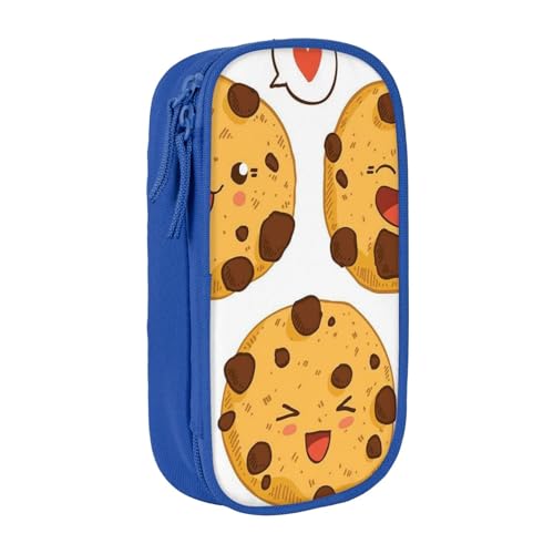 avlyn Chip Cookies Federmäppchen, großes Fassungsvermögen, Stifttasche, Make-up-Tasche für Mädchen, Jungen, Erwachsene, Schule, Büro und Reisen, blau, Einheitsgröße, Schulranzen von avlyn