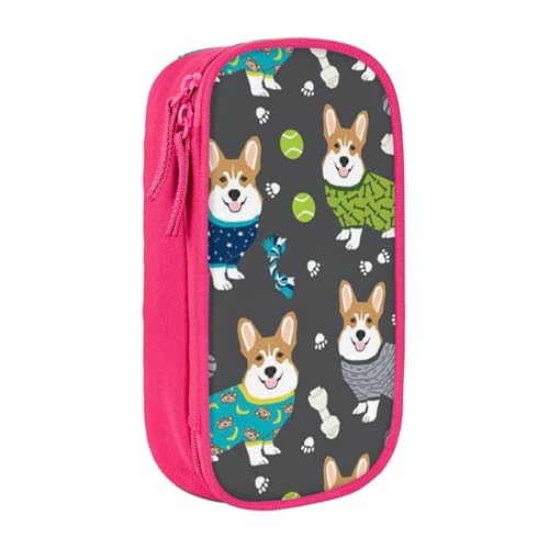 avlyn Corgi Hunde-Federmäppchen, großes Fassungsvermögen, Stiftetasche, Make-up-Tasche für Mädchen, Jungen, Erwachsene, Schule, Büro und Reisen, rose, Einheitsgröße, Schulranzen von avlyn