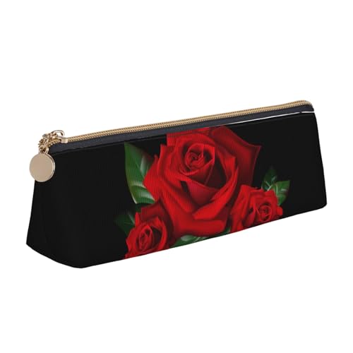 avlyn Dreieckiges Federmäppchen, Leder, Stifttasche, Make-up-Tasche für Damen, Herren, Schule, Büro und Reisen, Gothic Rose, Einheitsgröße, Schulranzen von avlyn