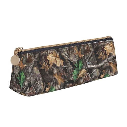 avlyn Dreieckiges Federmäppchen aus Leder mit Elefant und Schweinchen, Stiftetasche, Make-up-Tasche für Damen, Herren, Schule, Büro und Reisen, Cold Tree Camouflage, Einheitsgröße, Schulranzen von avlyn