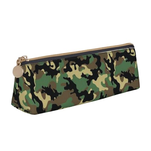 avlyn Dreieckiges Federmäppchen mit Wimpernlippen, Leder-Federmäppchen, Stifttasche, Make-up-Tasche für Damen, Herren, Schule, Büro und Reisen, camouflage, Einheitsgröße, Schulranzen von avlyn