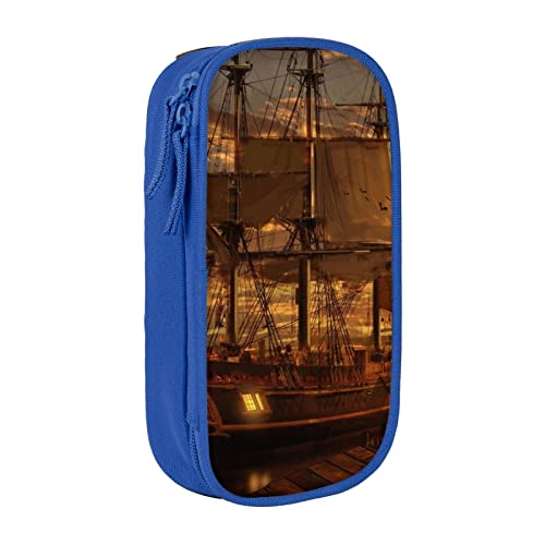 avlyn Fantasy Piratenschiff-Federmäppchen, großes Fassungsvermögen, Stifttasche, Make-up-Tasche für Mädchen, Jungen, Erwachsene, Schule, Büro und Reisen, blau, Einheitsgröße, Schulranzen von avlyn