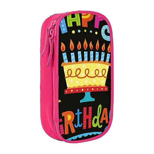 avlyn Federmäppchen "Happy Birthday", große Kapazität, Federmäppchen, Stifttasche, Make-up-Tasche für Mädchen, Jungen, Erwachsene, Schule, Büro und Reisen, rose, Einheitsgröße, Schulranzen von avlyn