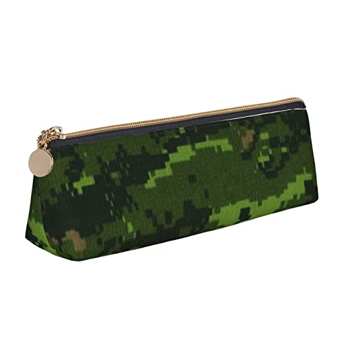 avlyn Federmäppchen aus Leder mit orangefarbener Sonnenblumentapete, dreieckig, Stiftetasche, Make-up-Tasche für Damen, Herren, Schule, Büro und Reisen, Grün Armee Digital Camouflage, Einheitsgröße, von avlyn