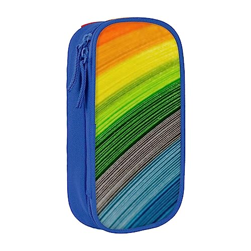 avlyn Federmäppchen in Regenbogenfarben, gestreift, großes Fassungsvermögen, Stiftetasche, Make-up-Tasche für Mädchen, Jungen, Erwachsene, Schule, Büro und Reisen, blau, Einheitsgröße, Schulranzen von avlyn