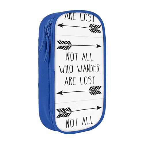 avlyn Federmäppchen mit Aufschrift "Not All Who Wander are Lost", großes Fassungsvermögen, Stifttasche, Make-up-Tasche für Mädchen, Jungen, Erwachsene, Schule, Büro und Reisen, blau, Einheitsgröße, von avlyn