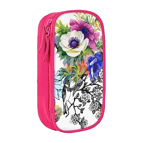 avlyn Federmäppchen mit Blumen, Vögeln, Blättern, Ästen, große Kapazität, Federmäppchen, Stifttasche, Make-up-Tasche für Mädchen, Jungen, Erwachsene, Schule, Büro und Reisen, rose, Einheitsgröße, von avlyn