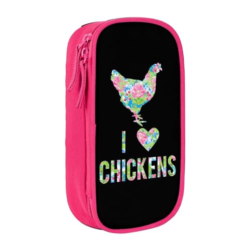 avlyn Federmäppchen mit Blumenherz und Huhn, großes Fassungsvermögen, Stiftetasche, Make-up-Tasche für Mädchen, Jungen, Erwachsene, Schule, Büro und Reisen, rose, Einheitsgröße, Schulranzen von avlyn