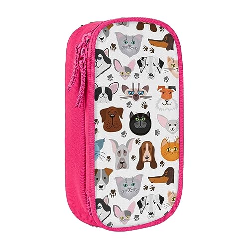 avlyn Federmäppchen mit Cartoon-Katzen- und Hundemotiv, großes Fassungsvermögen, Stifttasche, Make-up-Tasche für Mädchen, Jungen, Erwachsene, Schule, Büro und Reisen, rose, Einheitsgröße, Schulranzen von avlyn