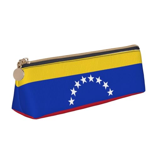 avlyn Federmäppchen mit Cartoon-Lama-Alpaka-Motiv, dreieckig, Leder, Federmäppchen, Stifteetui, Organizer, für Studenten, Schule, Büro und Reisen, Flagge Venezuela, Einheitsgröße, Schulranzen von avlyn