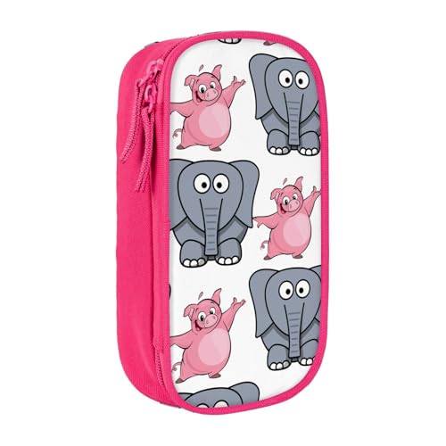 avlyn Federmäppchen mit Elefant und Schweinchen, großes Fassungsvermögen, Stiftebeutel, Make-up-Tasche für Mädchen, Jungen, Erwachsene, Schule, Büro und Reisen, rose, Einheitsgröße, Schulranzen von avlyn