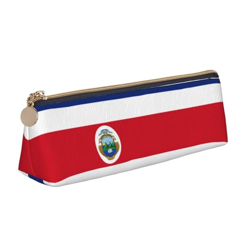 avlyn Federmäppchen mit Löwenkopf, Löwenkopf, für Kinder, Blau, Dreieck, Leder, Federmäppchen, Stifttasche, Organizer, für Studenten, Schule, Büro und Reisen, Flagge Costa Rica, Einheitsgröße, von avlyn