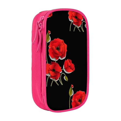 avlyn Federmäppchen mit Mohnblumen, lebhafte Blütenblätter, große Kapazität, Stifttasche, Make-up-Tasche für Mädchen, Jungen, Erwachsene, Schule, Büro und Reisen, rose, Einheitsgröße, Schulranzen von avlyn