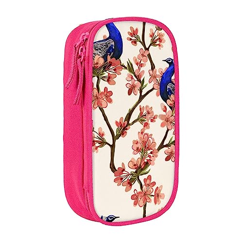 avlyn Federmäppchen mit Pfauenmotiv, großes Fassungsvermögen, Stifttasche, Make-up-Tasche für Mädchen, Jungen, Erwachsene, Schule, Büro und Reisen, rose, Einheitsgröße, Schulranzen von avlyn