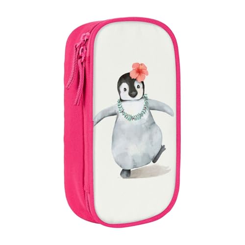 avlyn Federmäppchen mit Pinguin mit Blumen, großes Fassungsvermögen, Stiftetasche, Make-up-Tasche für Mädchen, Jungen, Erwachsene, Schule, Büro und Reisen, rose, Einheitsgröße, Schulranzen von avlyn