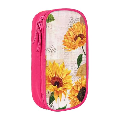 avlyn Federmäppchen mit Sonnenblumenmotiv, großes Fassungsvermögen, Stifttasche, Make-up-Tasche für Mädchen, Jungen, Erwachsene, Schule, Büro und Reisen, rose, Einheitsgröße, Schulranzen von avlyn