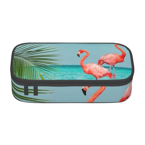 avlyn Federmäppchen mit Strand- und Sonnenuntergang, großes Fassungsvermögen, Stiftetasche, Make-up-Tasche für Mädchen, Jungen, Schule, Büro und Reisen, Flamingo im Wasser, Einheitsgröße, Schulranzen von avlyn