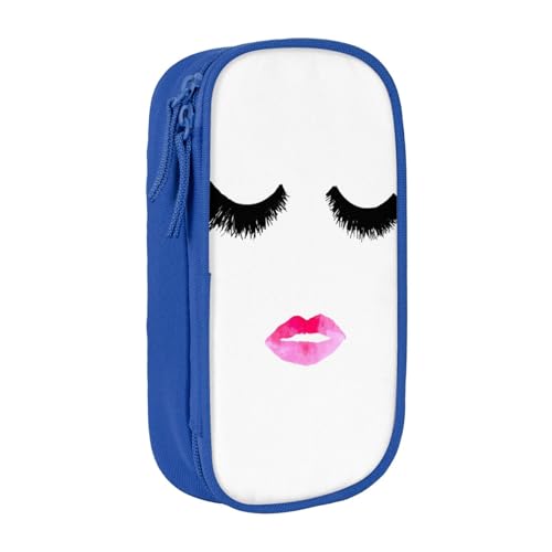 avlyn Federmäppchen mit Wimpernlippen, großes Fassungsvermögen, Stifttasche, Make-up-Tasche für Mädchen, Jungen, Erwachsene, Schule, Büro und Reisen, blau, Einheitsgröße, Schulranzen von avlyn