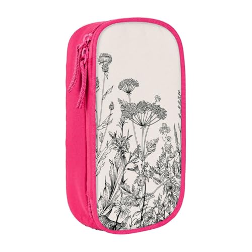 avlyn Federmäppchen mit botanischer Gravur, großes Fassungsvermögen, Stiftetasche, Make-up-Tasche für Mädchen, Jungen, Erwachsene, Schule, Büro und Reisen, rose, Einheitsgröße, Schulranzen von avlyn