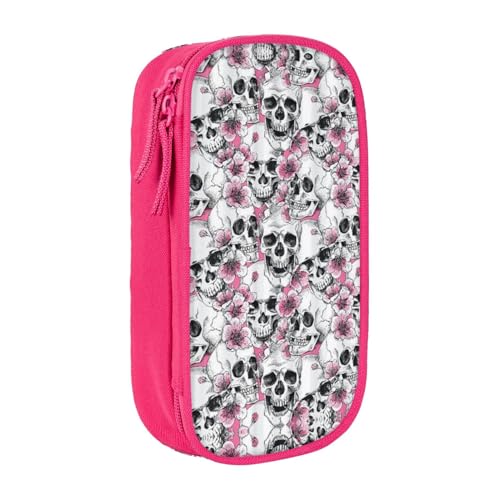 avlyn Federmäppchen mit floralem Totenkopf-Design, großes Fassungsvermögen, Stifttasche, Make-up-Tasche für Mädchen, Jungen, Erwachsene, Schule, Büro und Reisen, rose, Einheitsgröße, Schulranzen von avlyn