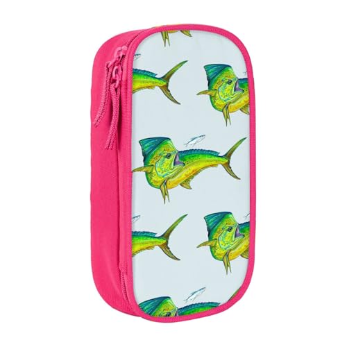 avlyn Federmäppchen mit grünem Fisch, großes Fassungsvermögen, Stifttasche, Make-up-Tasche für Mädchen, Jungen, Erwachsene, Schule, Büro und Reisen, rose, Einheitsgröße, Schulranzen von avlyn