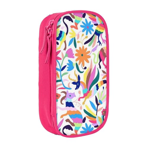 avlyn Federmäppchen mit mexikanischem Otomi-Tiermotiv, großes Fassungsvermögen, Stifttasche, Make-up-Tasche für Mädchen, Jungen, Erwachsene, Schule, Büro und Reisen, rose, Einheitsgröße, Schulranzen von avlyn