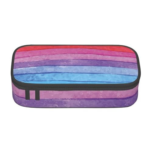 avlyn Federmäppchen mit polynesischem Maori-Stammesmuster, großes Fassungsvermögen, Stifttasche, Make-up-Tasche für Mädchen, Jungen, Schule, Büro und Reisen, Blau, Regenbogenfarben gestreift, von avlyn