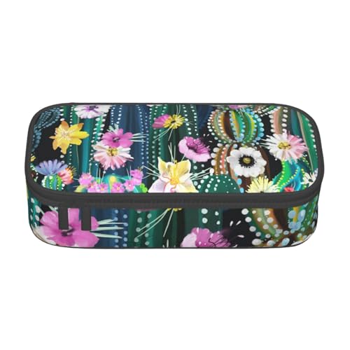 avlyn Federmäppchen mit polynesischem Maori-Stammesmuster, großes Fassungsvermögen, Stifttasche, Make-up-Tasche für Mädchen, Jungen, Schule, Büro und Reisen, Blau, cactus, Einheitsgröße, Schulranzen von avlyn