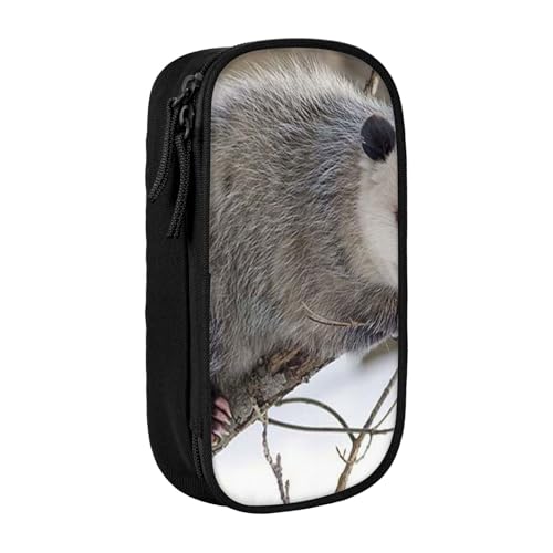 avlyn Opossum in Snow Federmäppchen, große Kapazität, Federmäppchen, Stifttasche, Make-up-Tasche für Mädchen, Jungen, Erwachsene, Schule, Büro und Reisen, Schwarz , Einheitsgröße, Schulranzen von avlyn