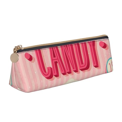 avlyn Ringbrot mit Marmelade, dreieckiges Federmäppchen, Leder-Federmäppchen, Stifttasche, Make-up-Tasche für Damen, Herren, Schule, Büro und Reisen, COTTON CANDY, Einheitsgröße, Schulranzen von avlyn