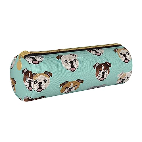 avlyn Rundes Federmäppchen, Sonnenblumen-Design, Leder, Stifttasche, Make-up-Tasche für Damen, Herren, Schule, Büro und Reisen, hund, Einheitsgröße, Schulranzen von avlyn