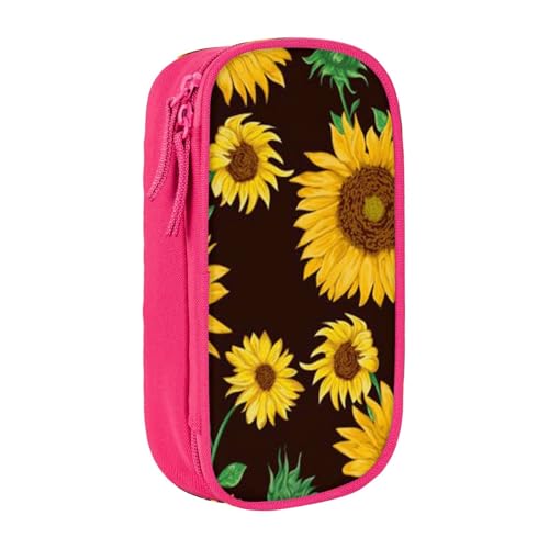 avlyn Schönes Federmäppchen mit Sonnenblumen-Motiv, großes Fassungsvermögen, Stifttasche, Make-up-Tasche für Mädchen, Jungen, Erwachsene, Schule, Büro und Reisen, rose, Einheitsgröße, Schulranzen von avlyn