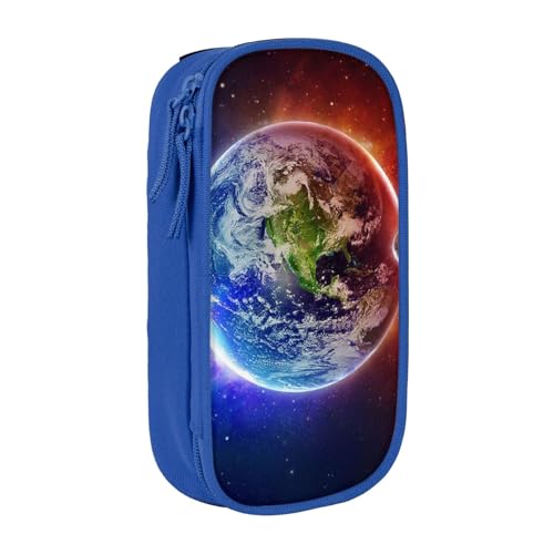 avlyn Space Planet Earth Federmäppchen, großes Fassungsvermögen, Stifttasche, Make-up-Tasche für Mädchen, Jungen, Erwachsene, Schule, Büro und Reisen, blau, Einheitsgröße, Schulranzen von avlyn