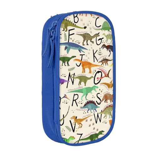 avlyn Stilvolle Alphabete mit Dinosauriern, Federmäppchen, großes Fassungsvermögen, Stifttasche, Make-up-Tasche für Mädchen, Jungen, Erwachsene, Schule, Büro und Reisen, blau, Einheitsgröße, von avlyn