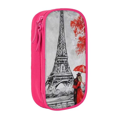 avlyn Tower Paris Federmäppchen mit Malerei, großes Fassungsvermögen, Stifttasche, Make-up-Tasche für Mädchen, Jungen, Erwachsene, Schule, Büro und Reisen, rose, Einheitsgröße, Schulranzen von avlyn