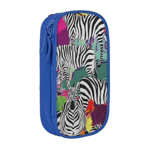 avlyn Zebra Federmäppchen, große Kapazität, Federmäppchen, Stifttasche, Make-up-Tasche für Mädchen, Jungen, Erwachsene, Schule, Büro und Reisen, blau, Einheitsgröße, Schulranzen von avlyn