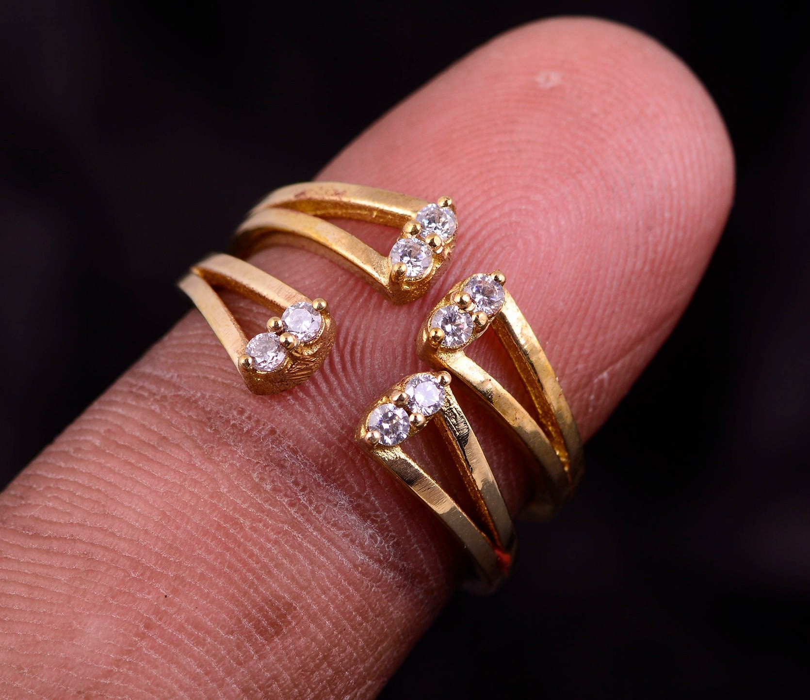 Vorne Zu Öffnender Dimond | Cz Goldzehring Oder Midi Ring, Goldzehring, Frauenzehenring, Verstellbarer Zehring von avniminimalist