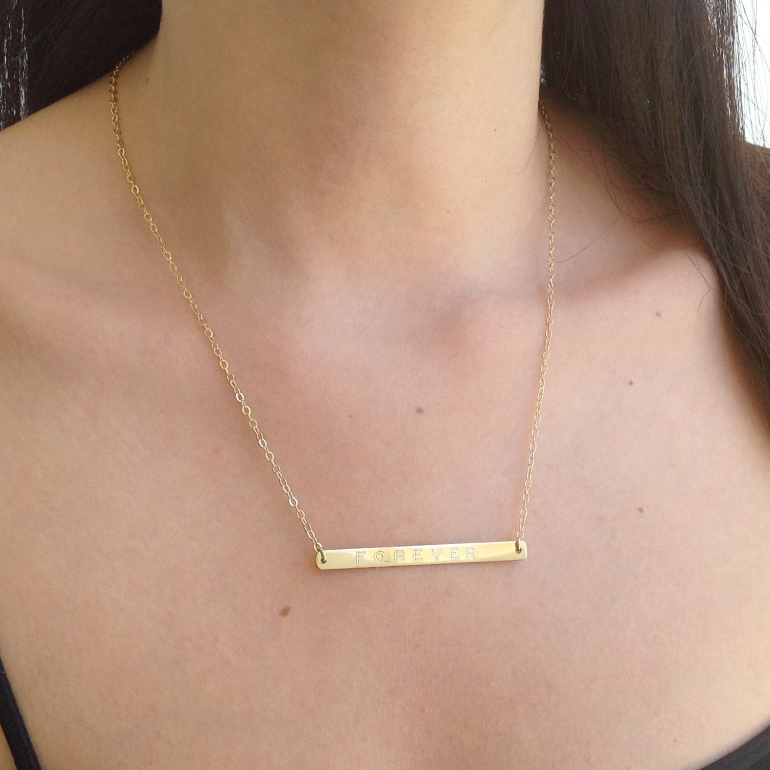 Dünne Bar, Gold Filled Oder Sterling Silber Typenschild Kette, Zierliche Bar Halskette Dünne Bar, Gold Filled Oder Sterling Silber Typenschild Kette, Zierliche Bar Halskette von avnisme