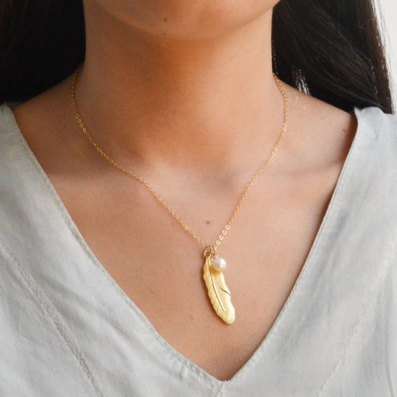 Feder Halskette, Lange Kette, Goldkette, Feder, Geschichteten Bohohalskette, Geschenk, Schmuck-21143 von avnisme