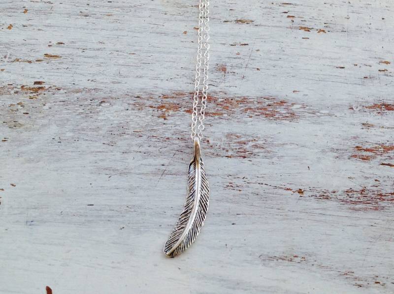 Feder Halskette, Sterling Silberkette, Silber Feder, Geschichteten Boho Halskette-10080 Feder Halskette, Sterling Silberkette, Silber Feder, Geschichteten Boho Halskette-10080 von avnisme