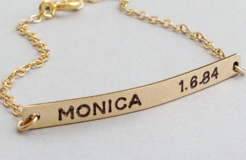 Personalisierte, Typenschild Armband, Gold Benutzerdefinierte Bar, Gefüllt Armband B016 Personalisierte, Typenschild Armband, Gold Benutzerdefinierte Bar, Gefüllt Armband B016 von avnisme