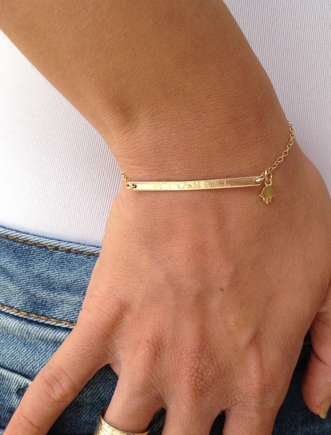 Personalisierte Armband, Hamsa, Bar Armband Graviert, Personalisierte Skinny Silber Bar B010 Personalisierte Armband, Hamsa, Bar Armband Graviert, Personalisierte Skinny Silber Bar B010 von avnisme