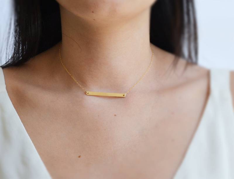 Zierliche, Zierliche Gold Kette, Gold Bar, Reck, Zarte Collier Kette von avnisme