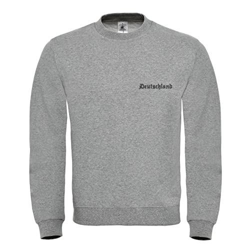 Deutschland Vaterland Altdeutsche Schrift Bestickt Grau Sweatshirt 6170 -Grau - XL von avstickerei